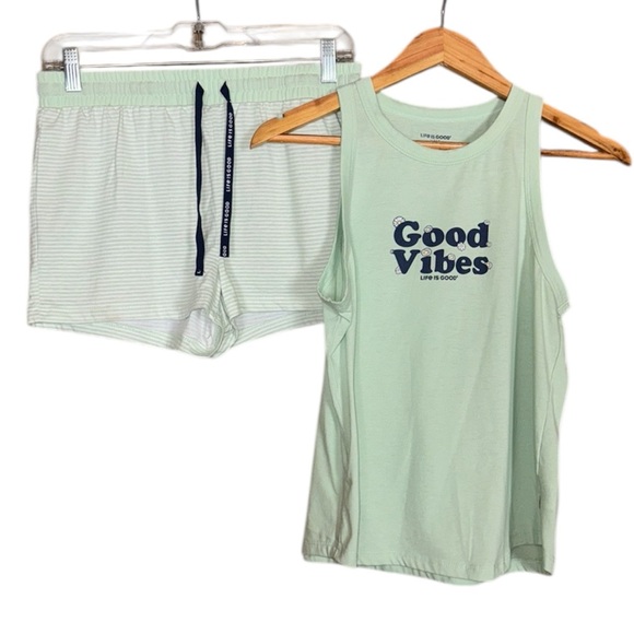 Life Is Good pajama set “Good Vibes” Tank and shorts Size Small - Picture 1 of 7